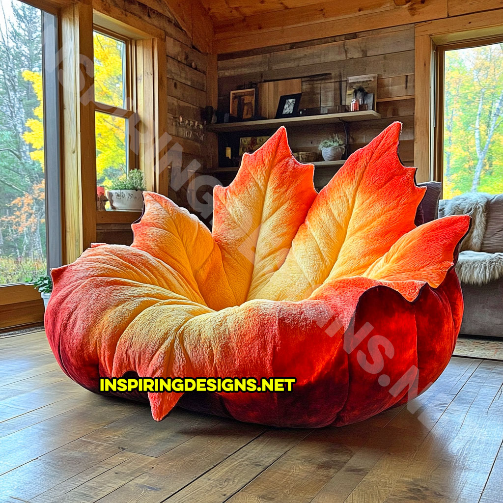 A autumn leaf lounger in a sugar maple leaf design