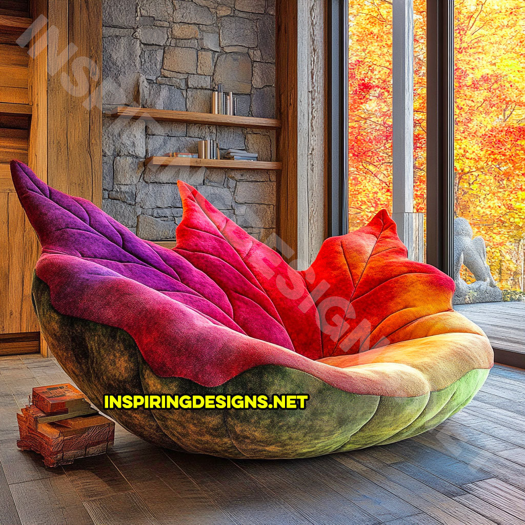 A autumn leaf lounger in a sugar maple leaf design