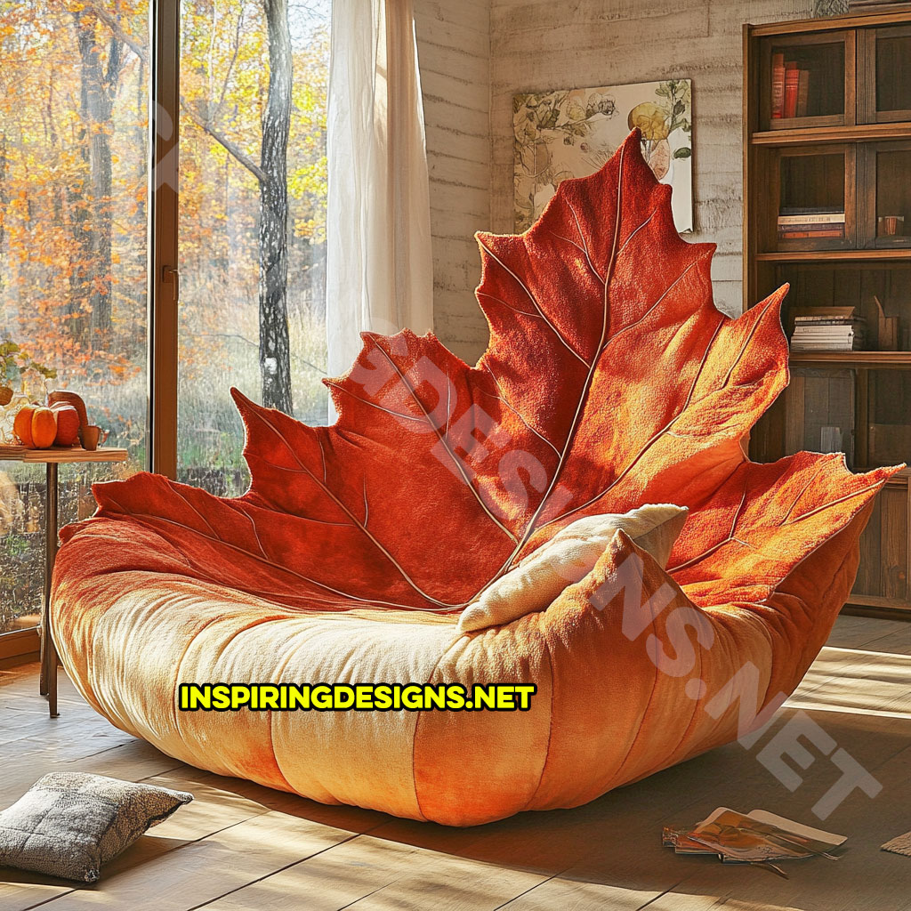 A autumn leaf lounger in a horse chestnut leaf design