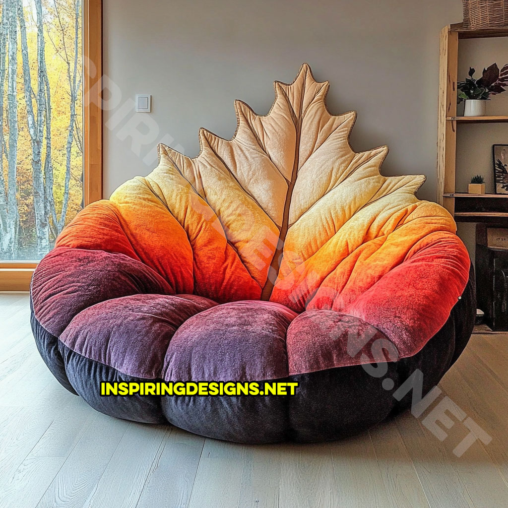 A autumn leaf lounger in a birch leaf design