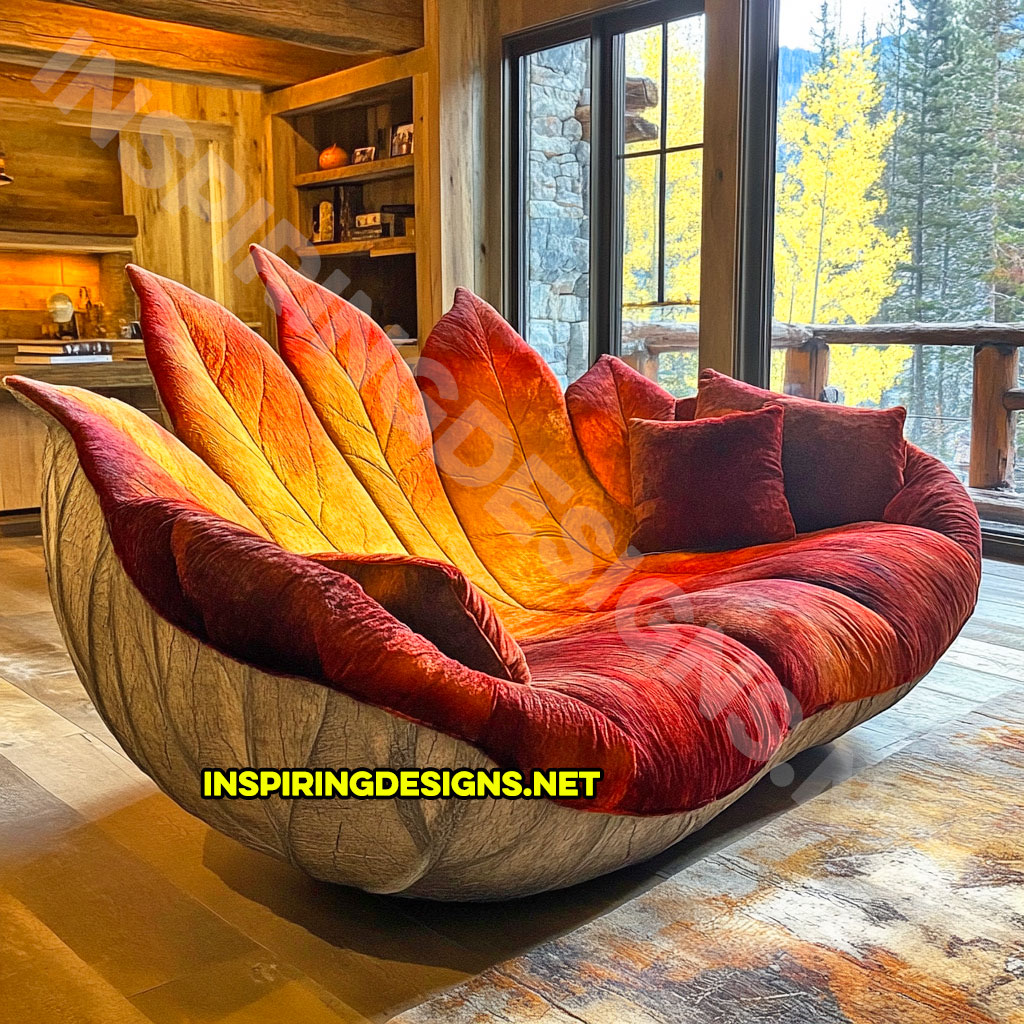 A autumn leaf lounger in a birch leaf design