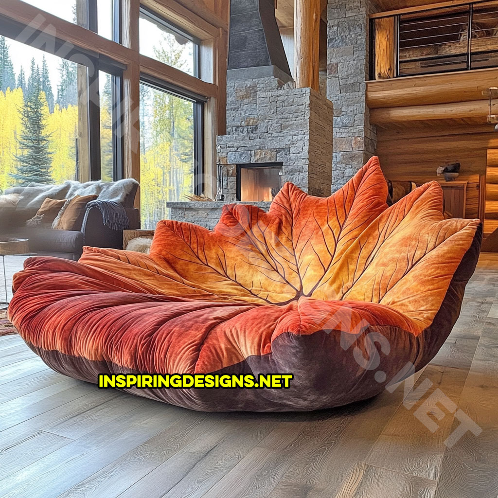 A autumn leaf lounger in a birch leaf design