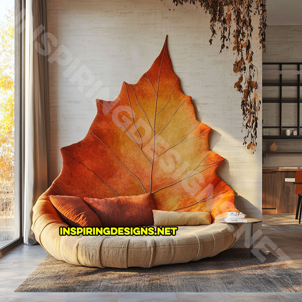 A autumn leaf lounger in a birch leaf design