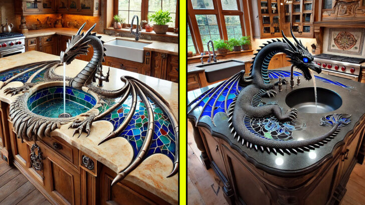 These Dragon Kitchen Islands Have Incredible Dragon Head Faucets