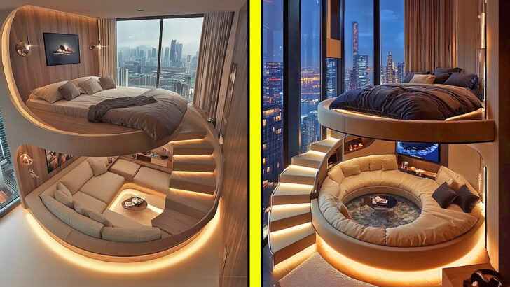 These Elevated Loft Beds Have Built-in Lounge Areas Below Them