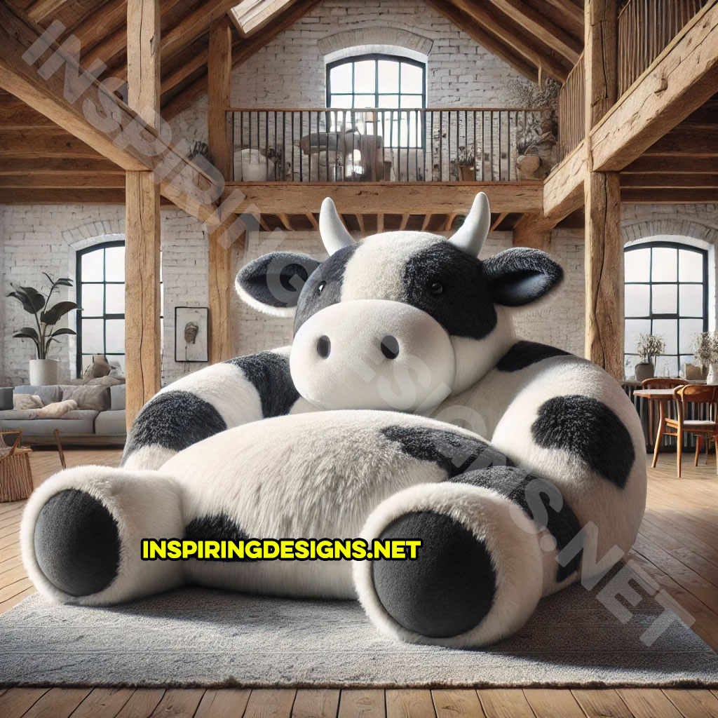 Giant Cow Lounger in black and white color