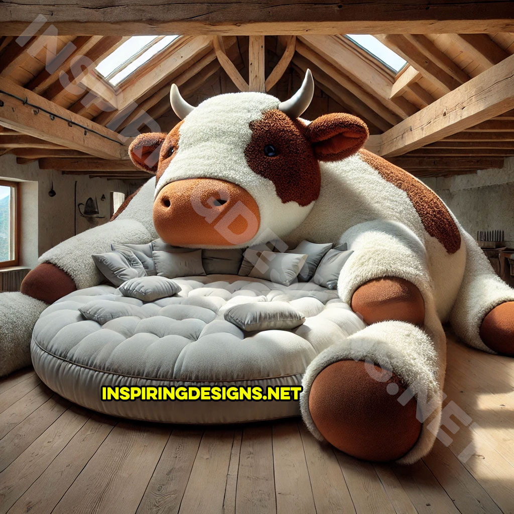 Giant Cow Lounger in brown and white color