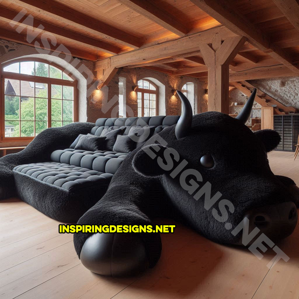 Giant Cow Lounger in black color