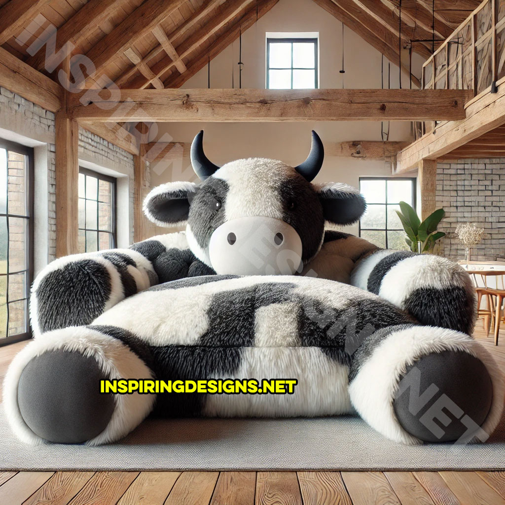 Giant Cow Lounger in black and white color