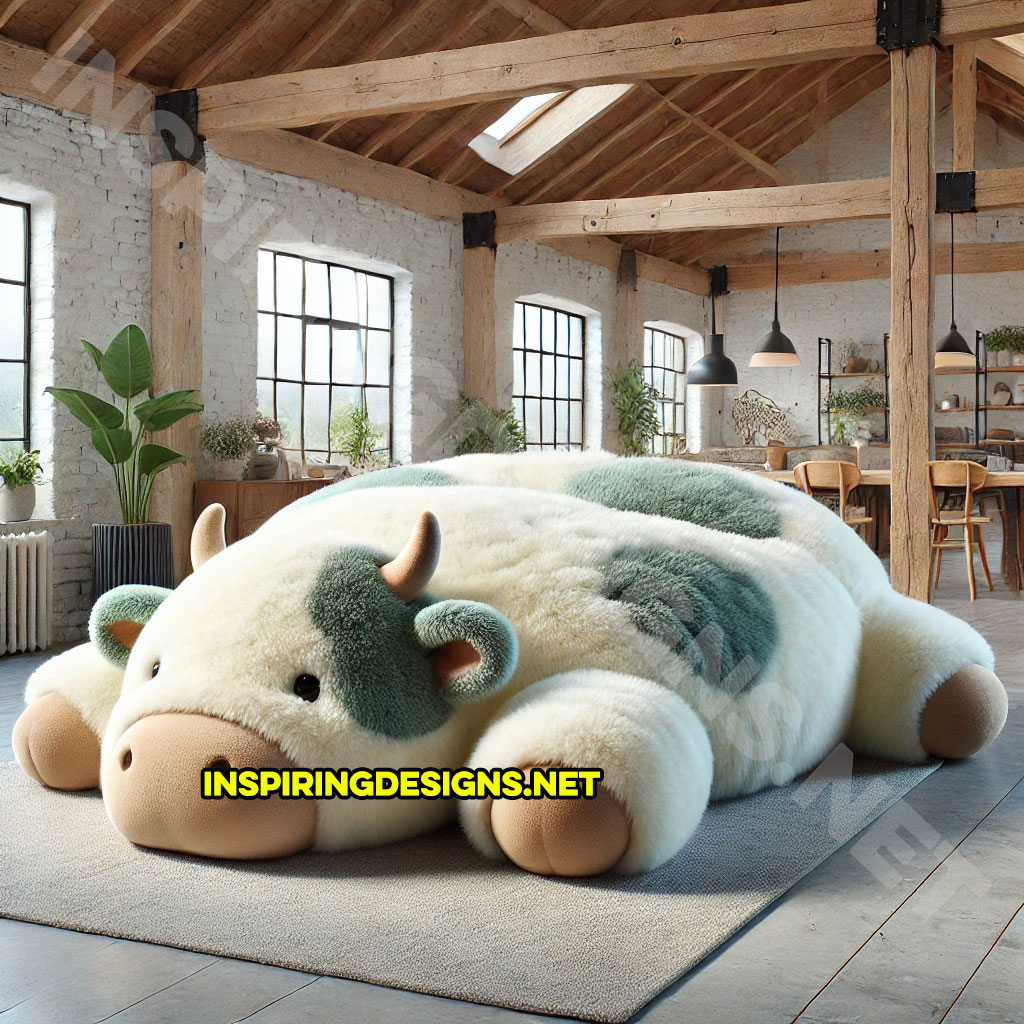 Giant Cow Lounger in green and white color