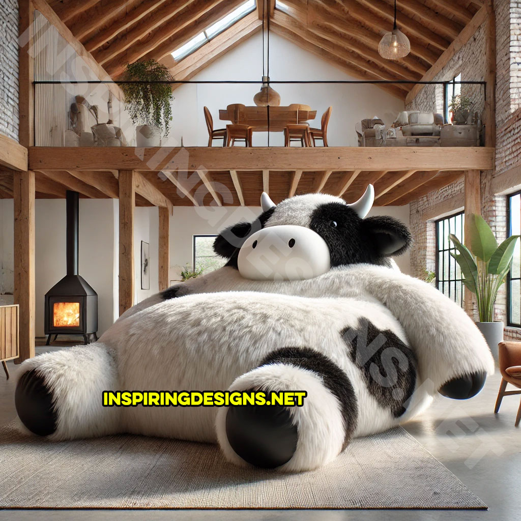 Giant Cow Lounger in black and white color