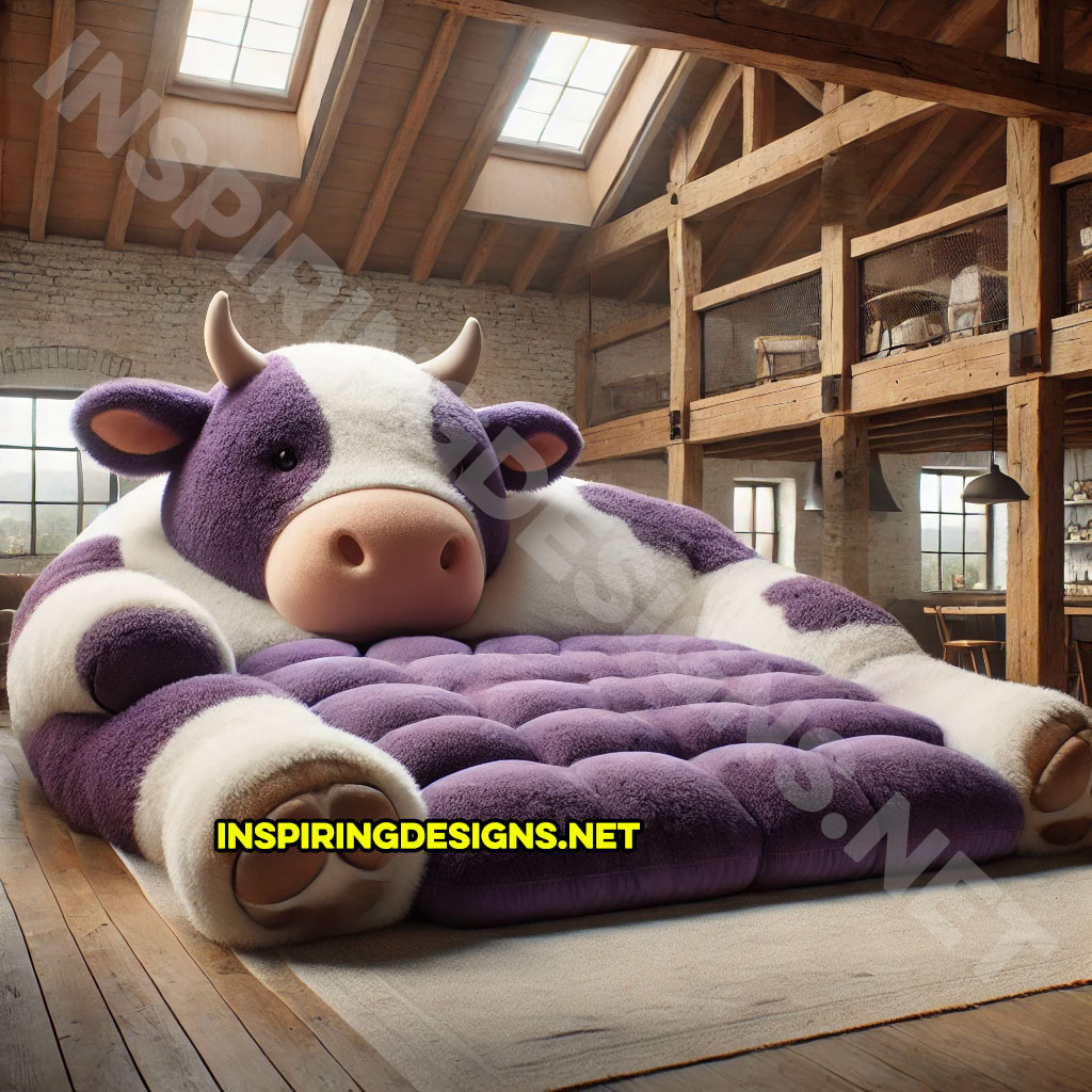 Giant Cow Lounger in purple and white color