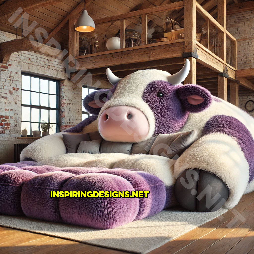 Giant Cow Lounger in purple and white color