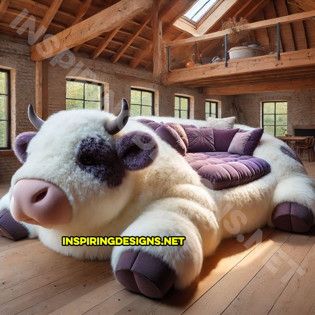 Giant Cow Lounger in purple and white color