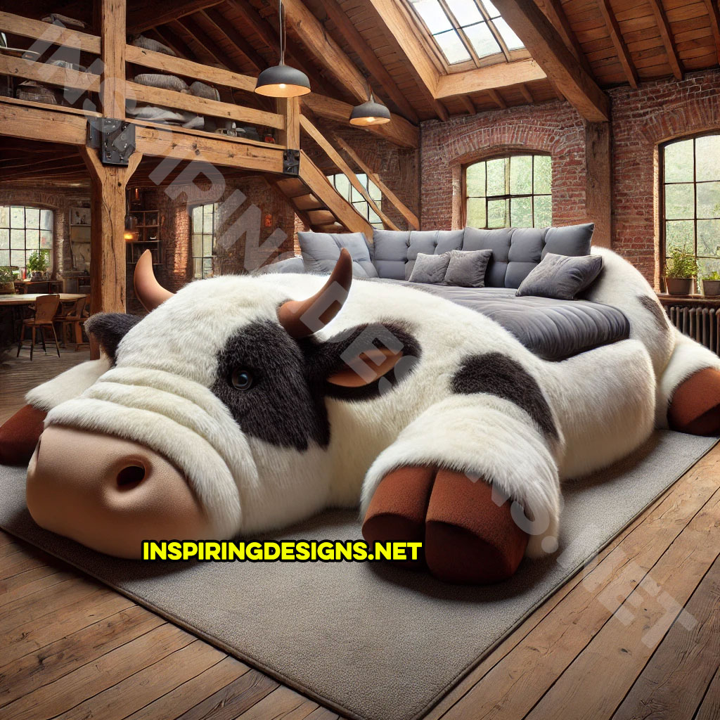 Giant Cow Lounger in black and white color