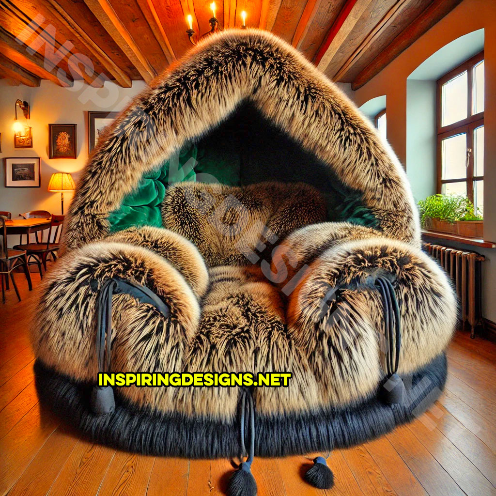 giant hoodie lounger in a brown, green and black color