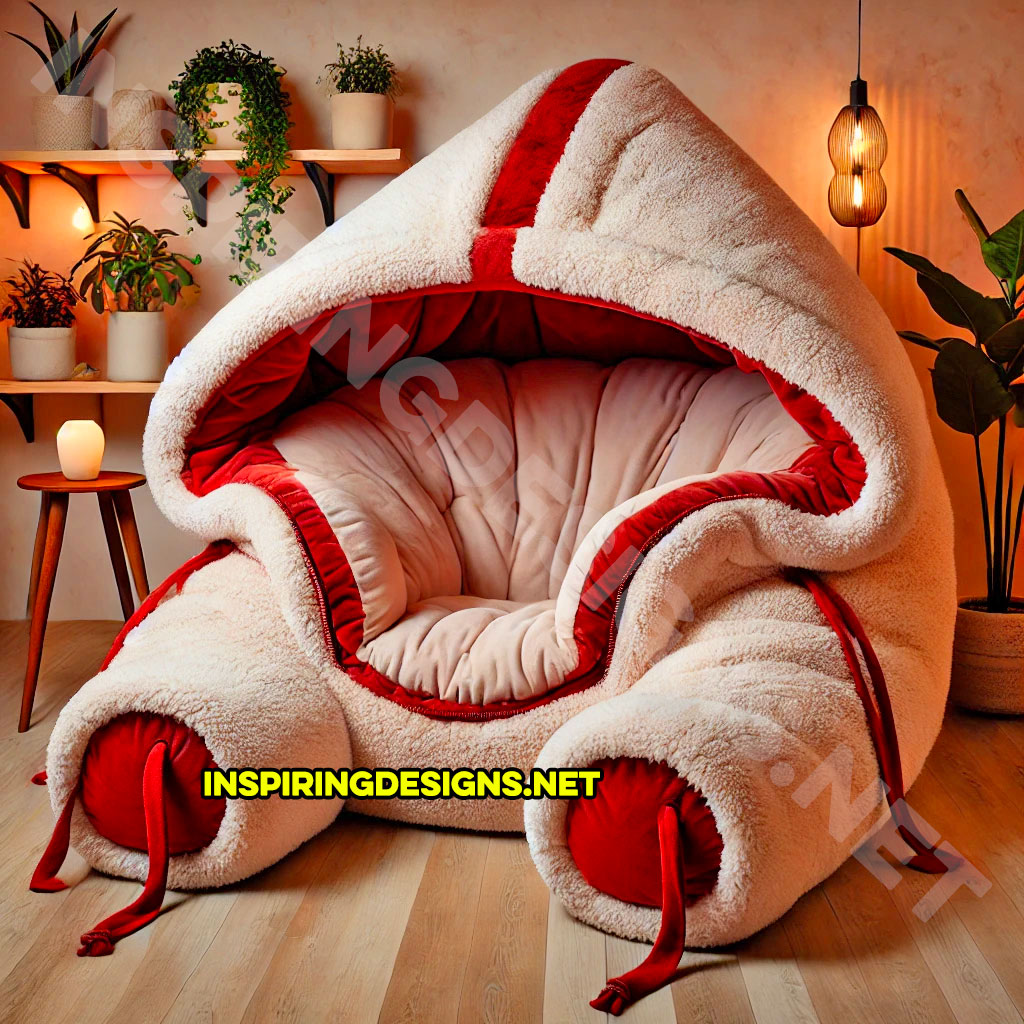 giant hoodie lounger in a red and white color