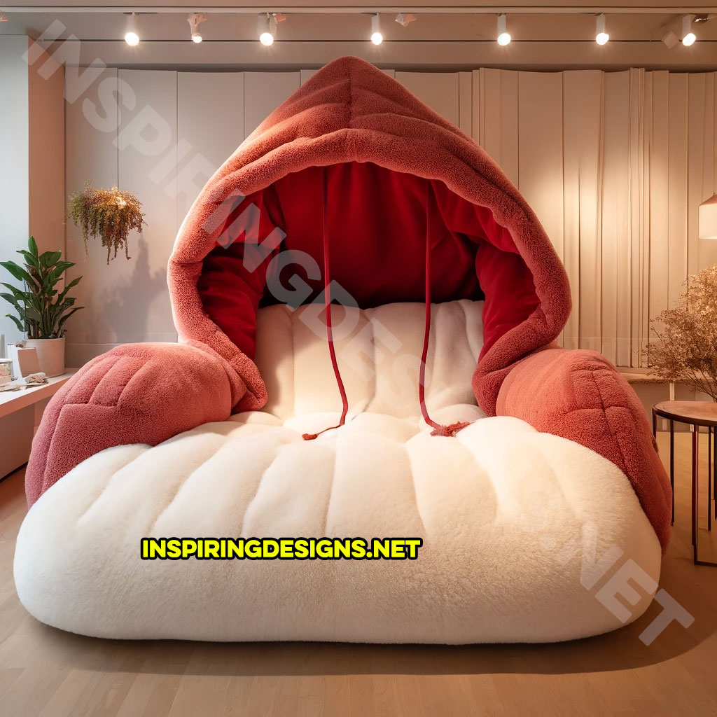 giant hoodie lounger in a red and white color