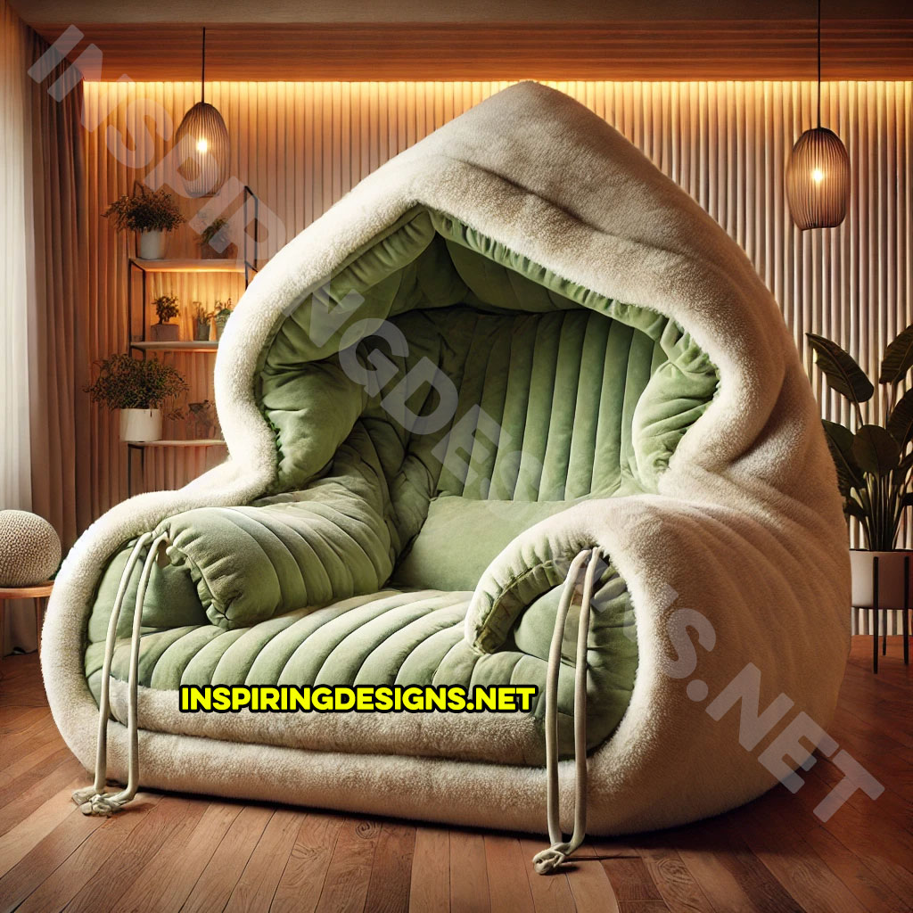 giant hoodie lounger in a green and white color