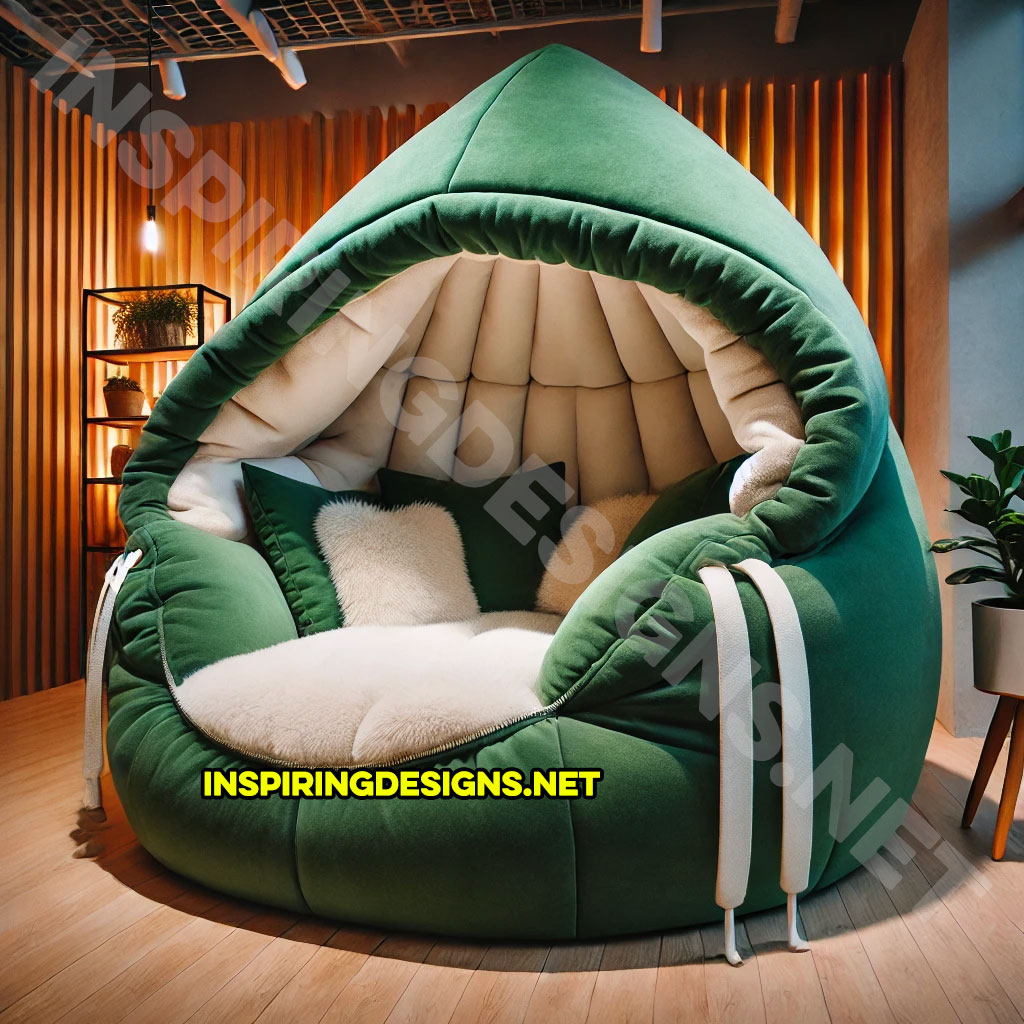 giant hoodie lounger in a green and white color