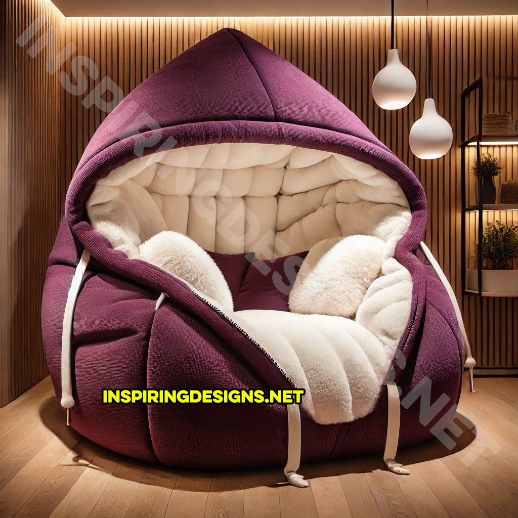 giant hoodie lounger in a purple and white color