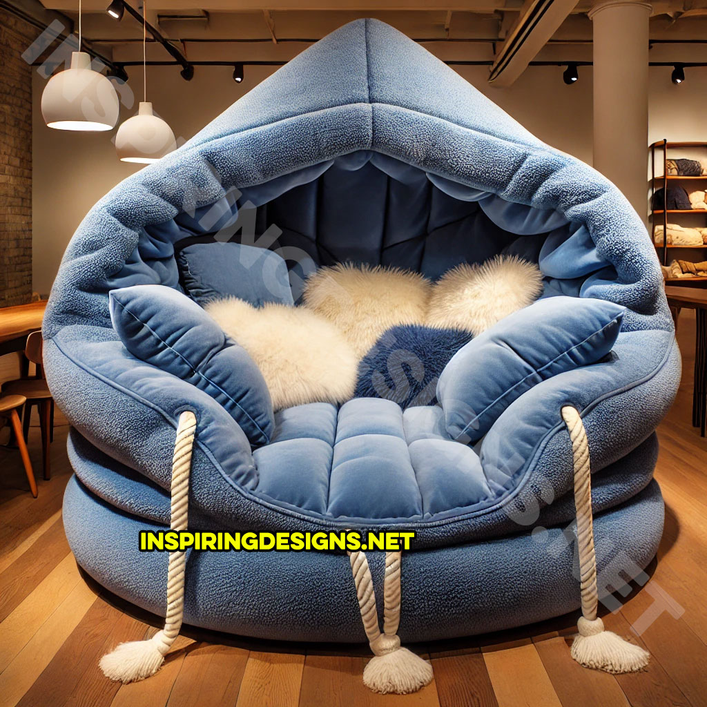 giant hoodie lounger in a blue and white color