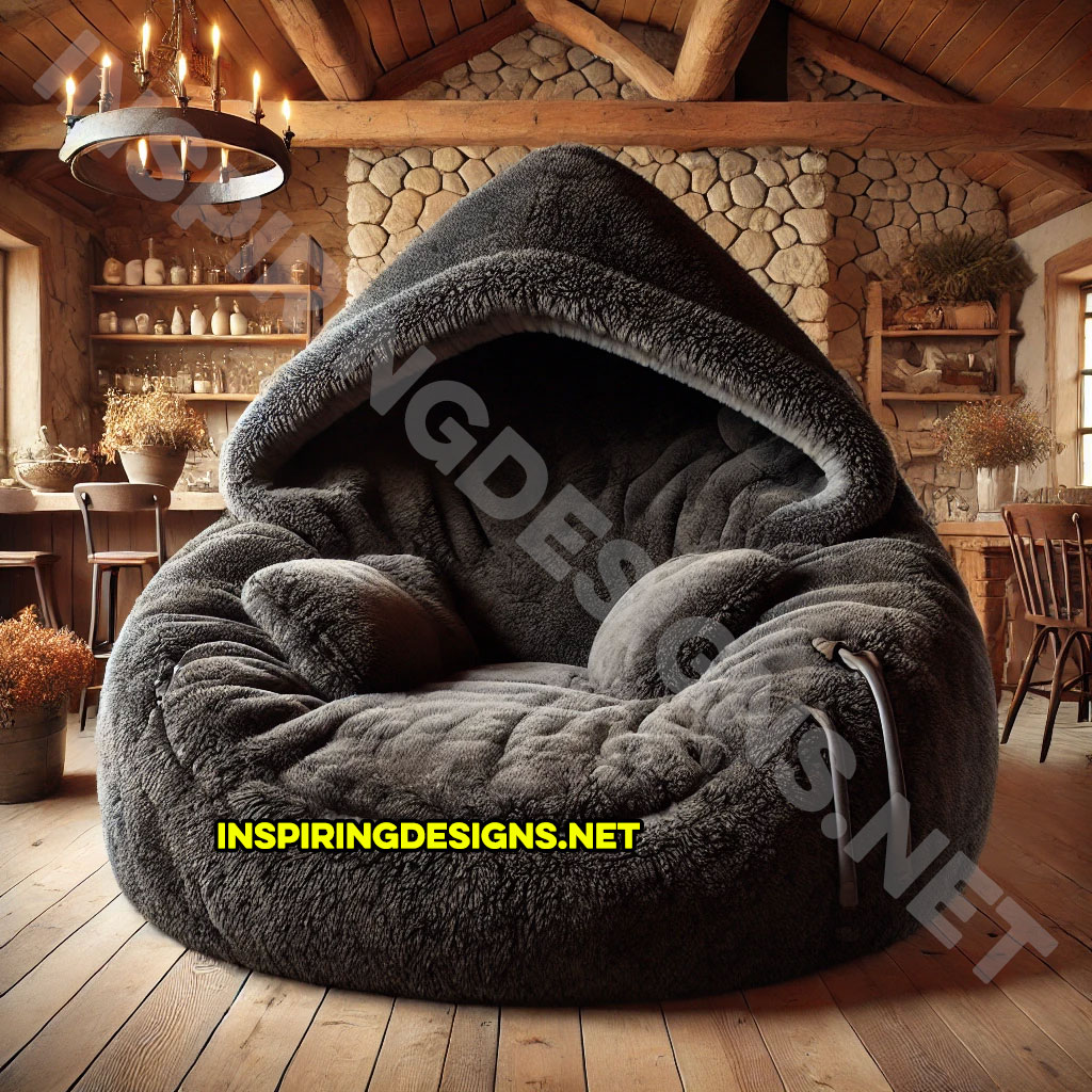 giant hoodie lounger in a black color