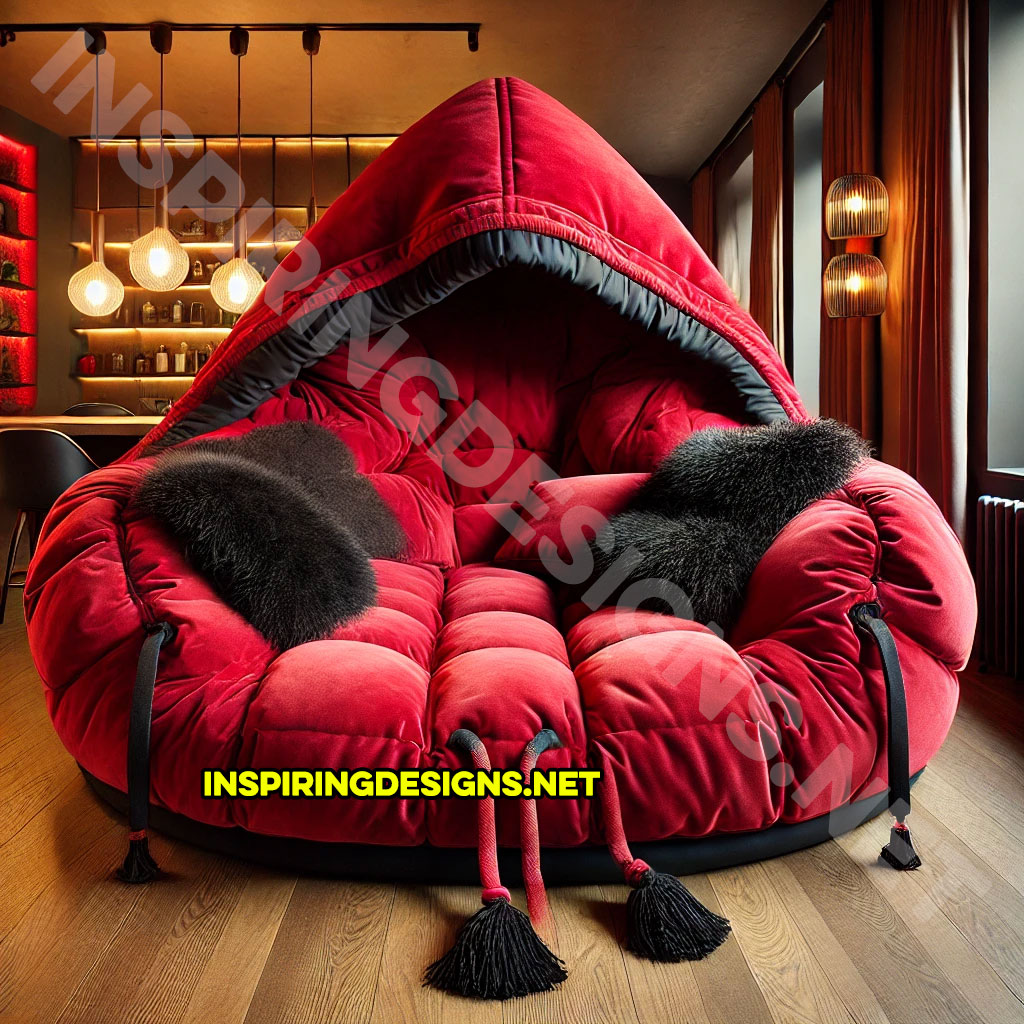 giant hoodie lounger in a red and black color