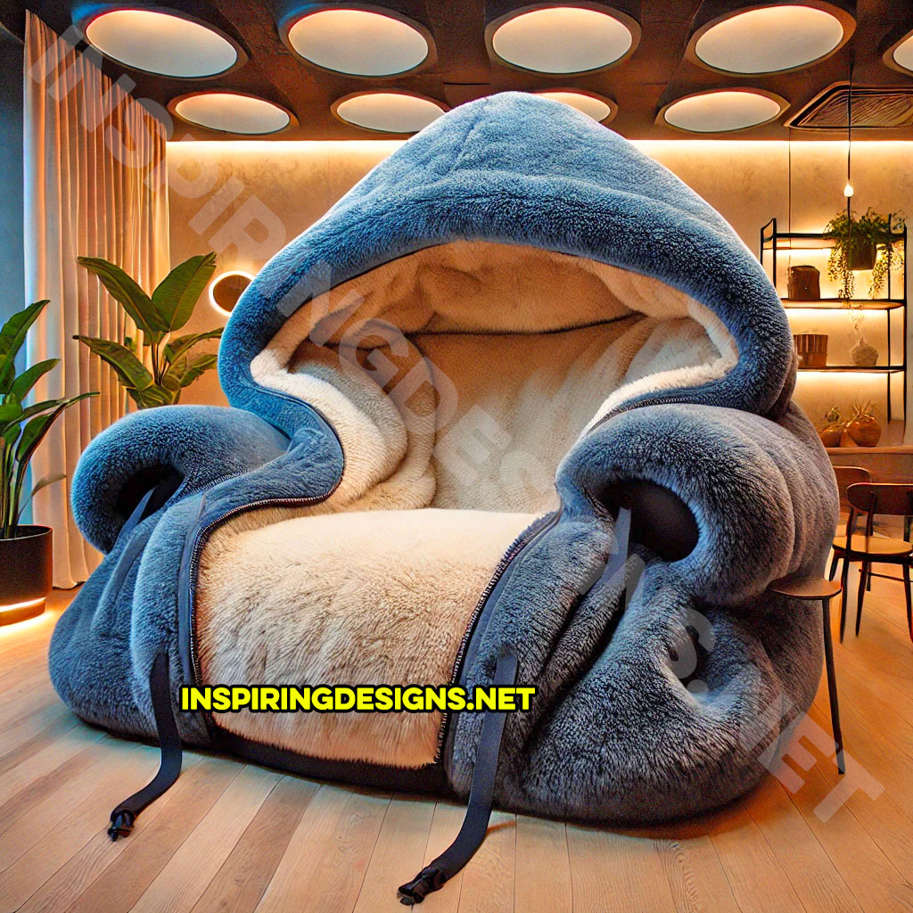 giant hoodie lounger in a blue and white color