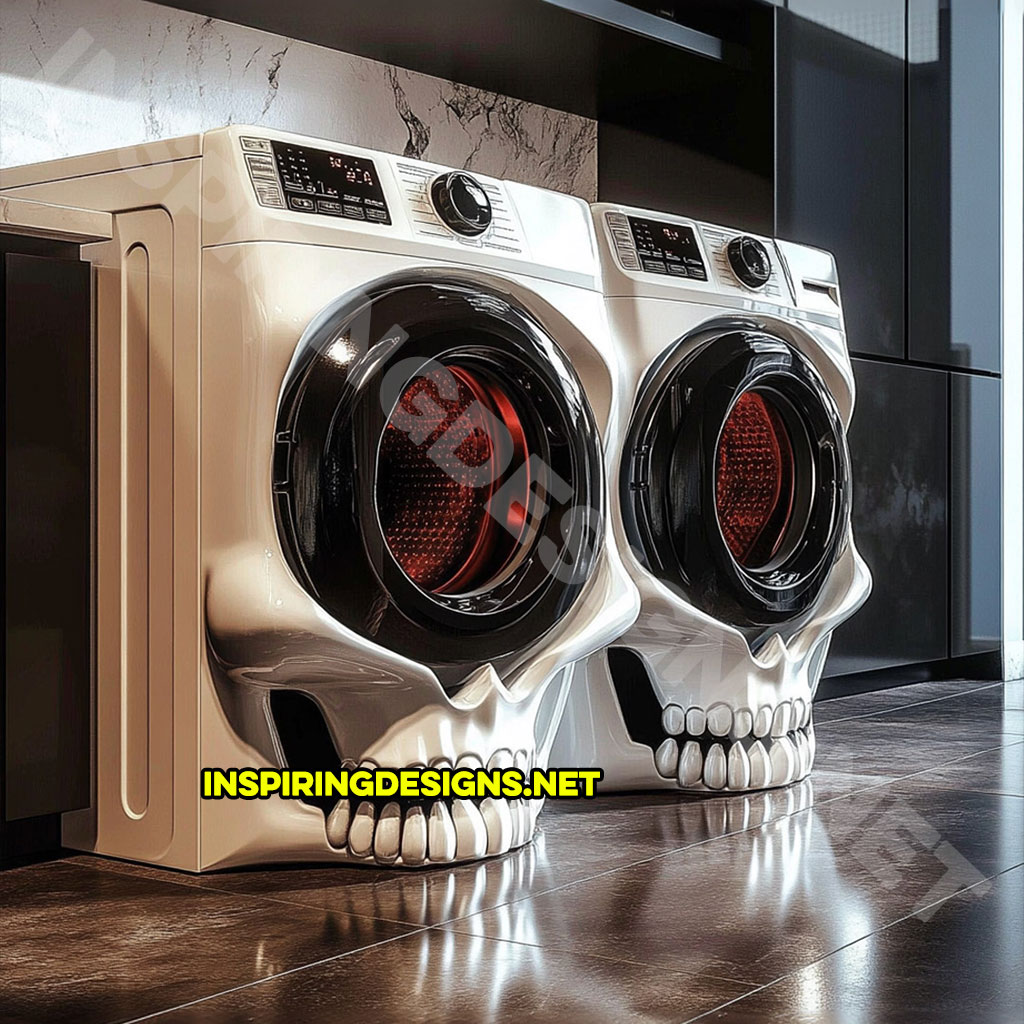 A skull shaped washer and dryer set