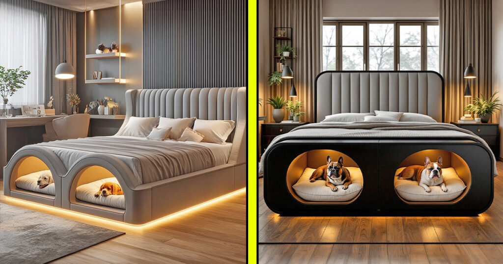 Beds with built-in dog bed pods