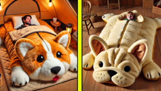 Dog shaped sleeping bags