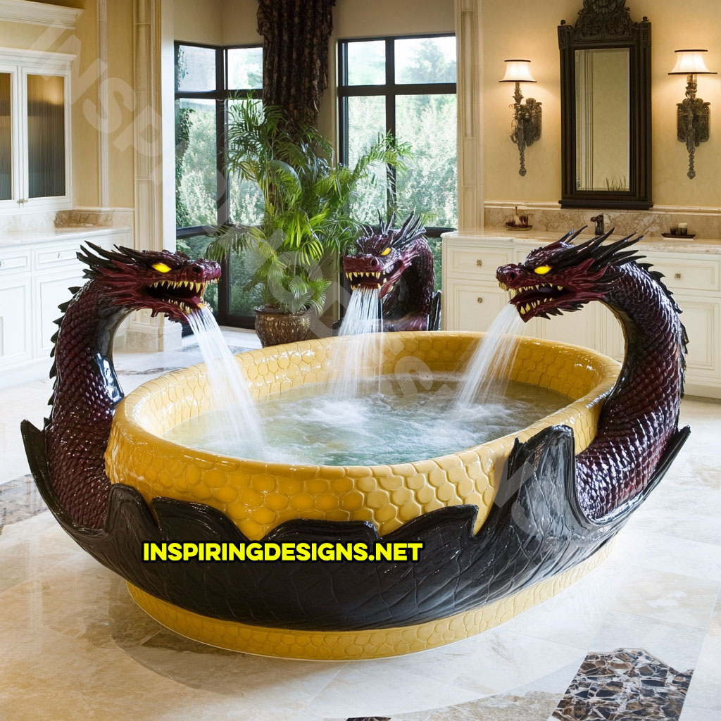 dragon bathtub in a yellow and black color