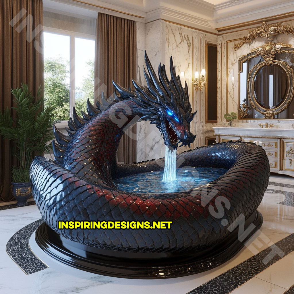 dragon bathtub in a blue color