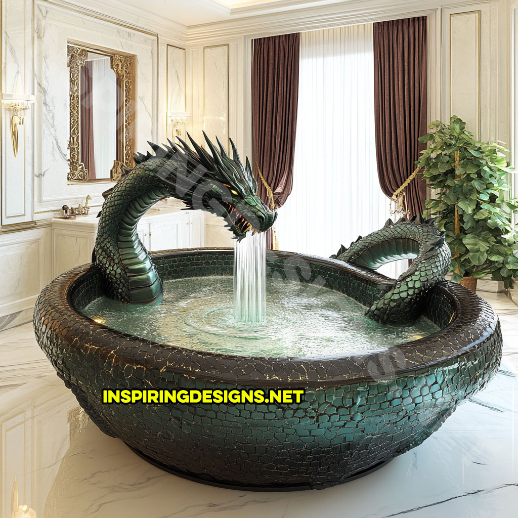 dragon bathtub in a green color