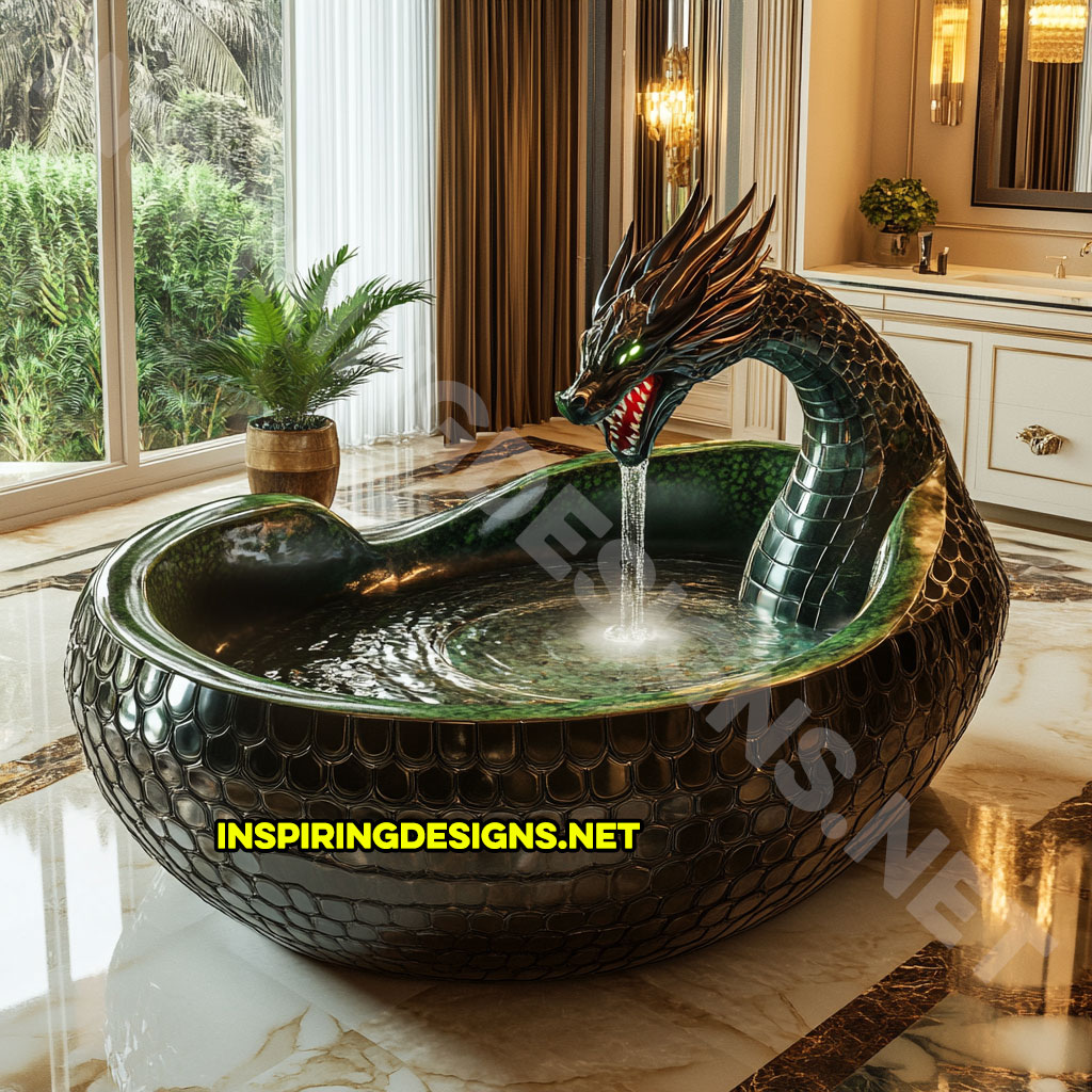 dragon bathtub in a green color