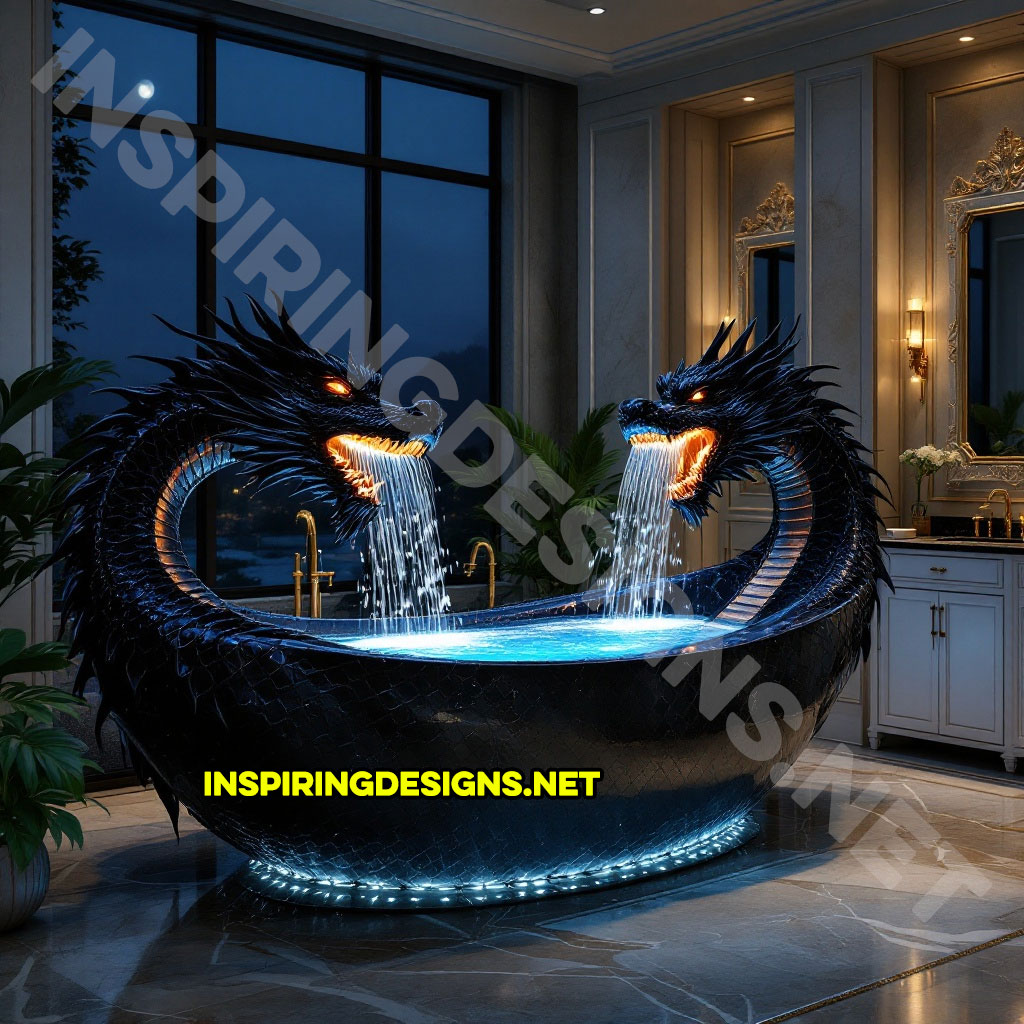 dragon bathtub in a blue and black color