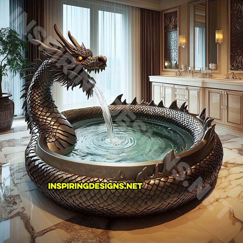 dragon bathtub in a gray color