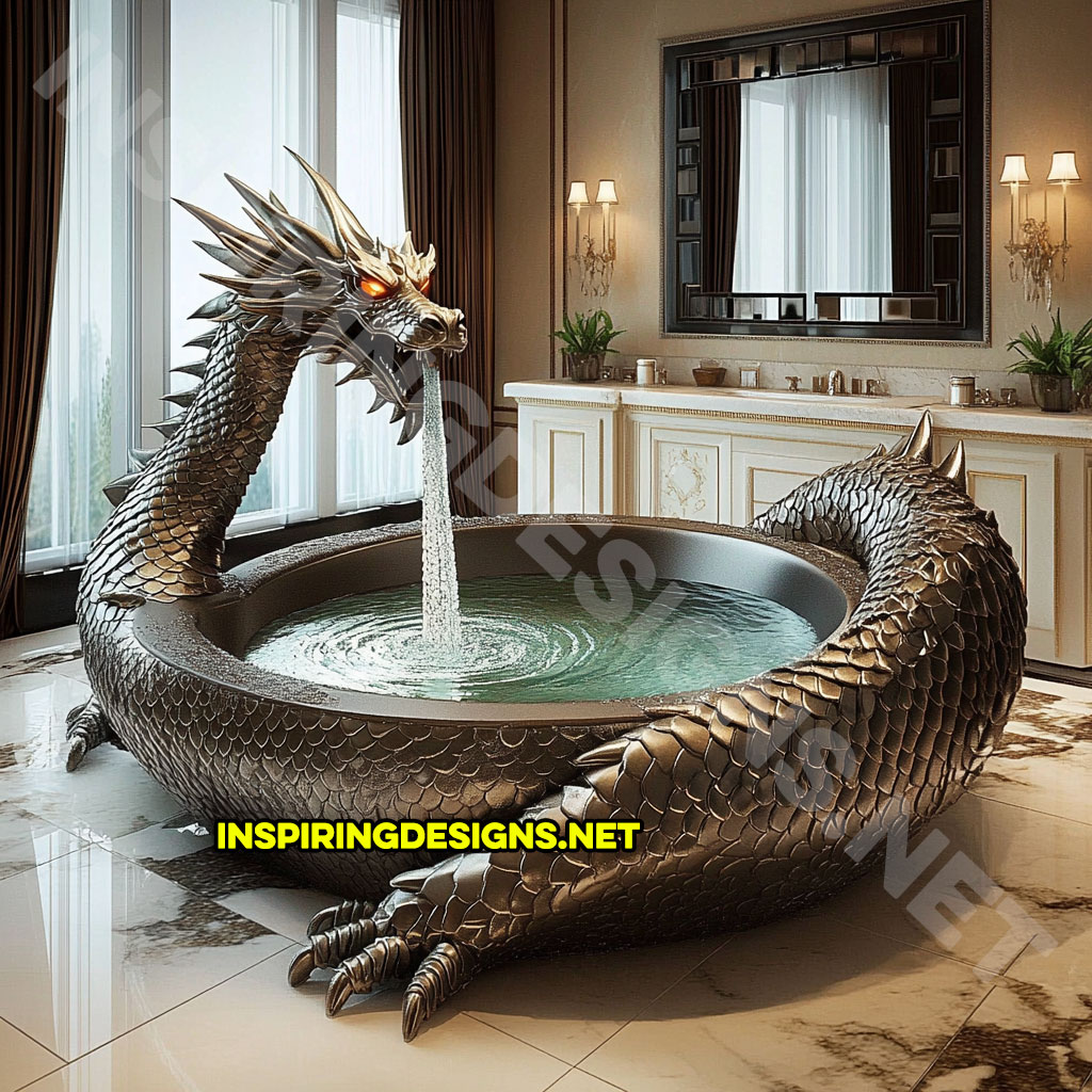 dragon bathtub in a gray color