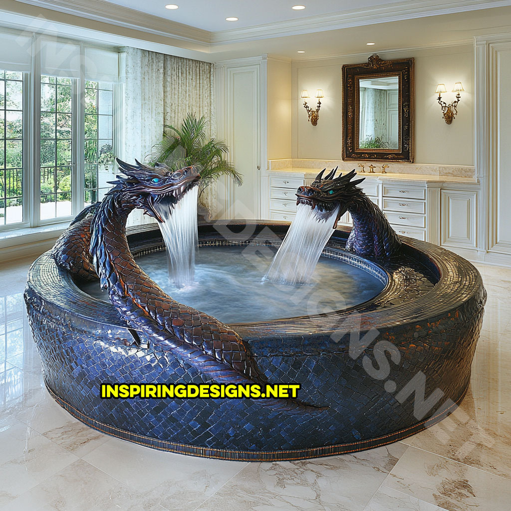 dragon bathtub in a blue color