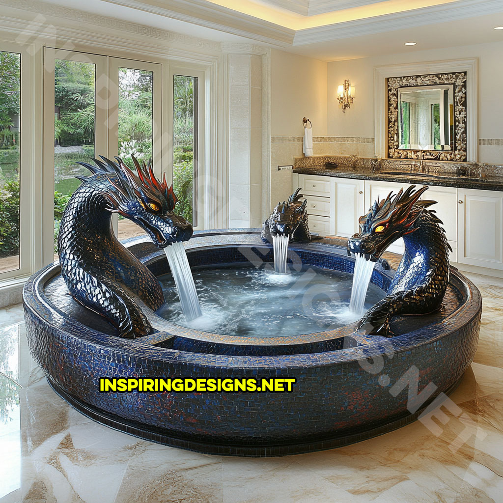 dragon bathtub in a blue color