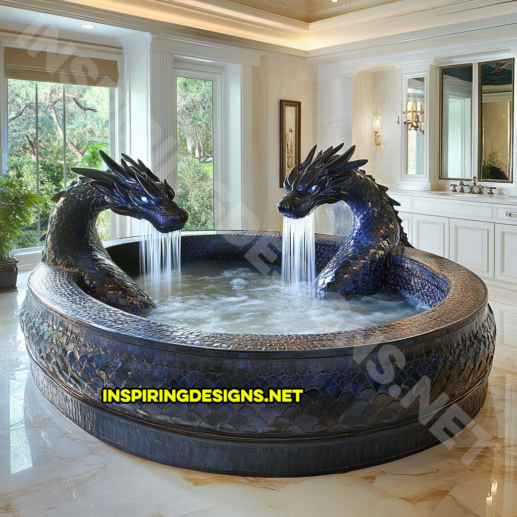 dragon bathtub in a blue color