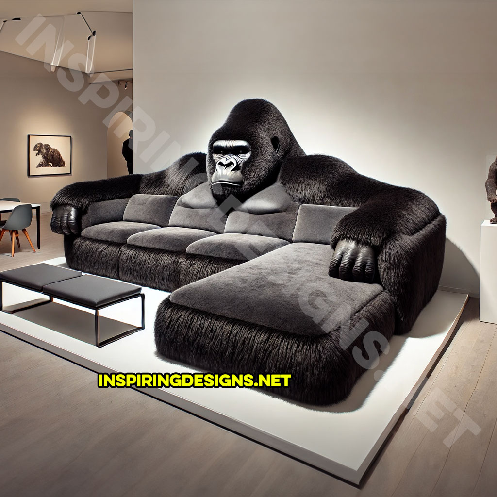 gorilla sectional sofa in black and grey color