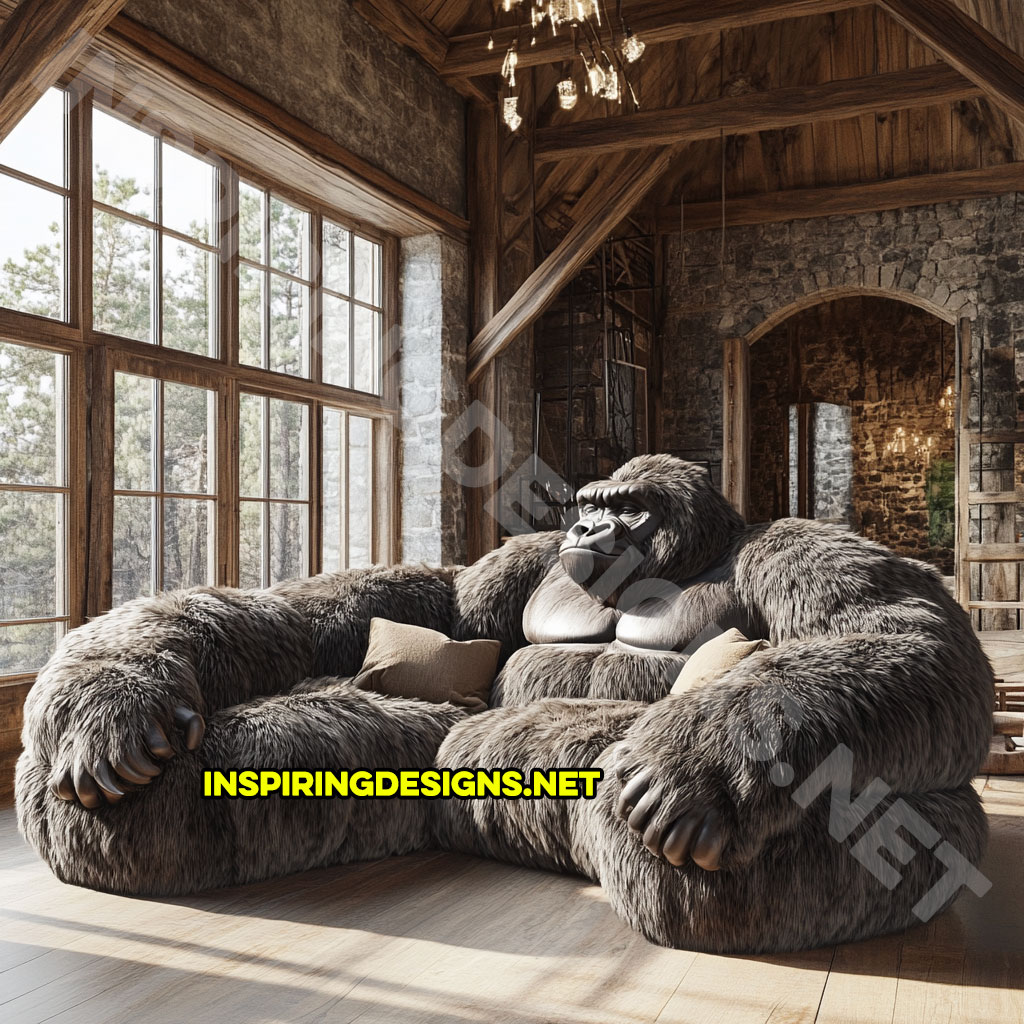 gorilla sectional sofa in silverback color