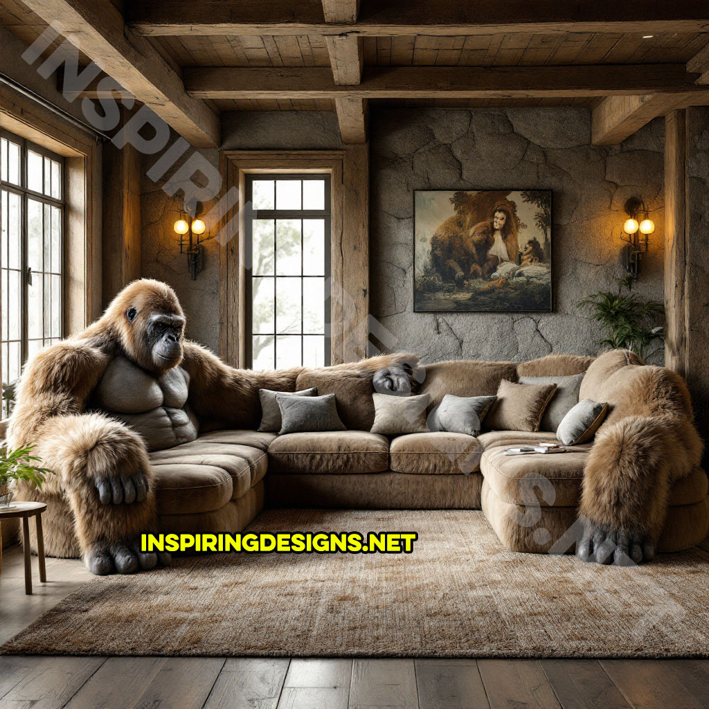 gorilla sectional sofa in brown color