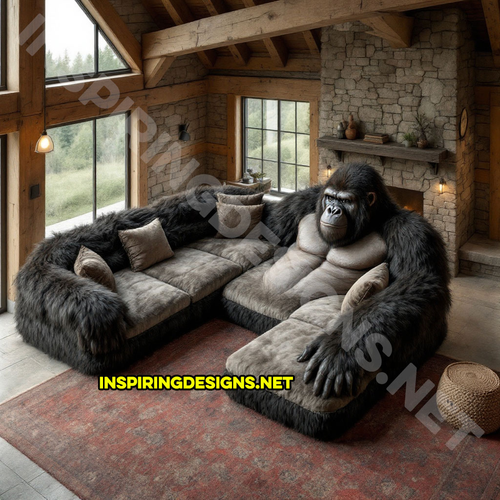 gorilla sectional sofa in black and grey color