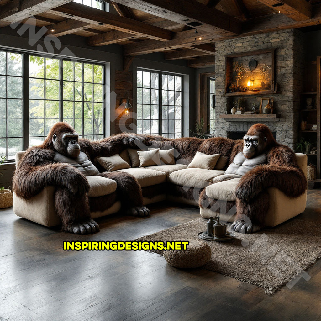 gorilla sectional sofa in brown color