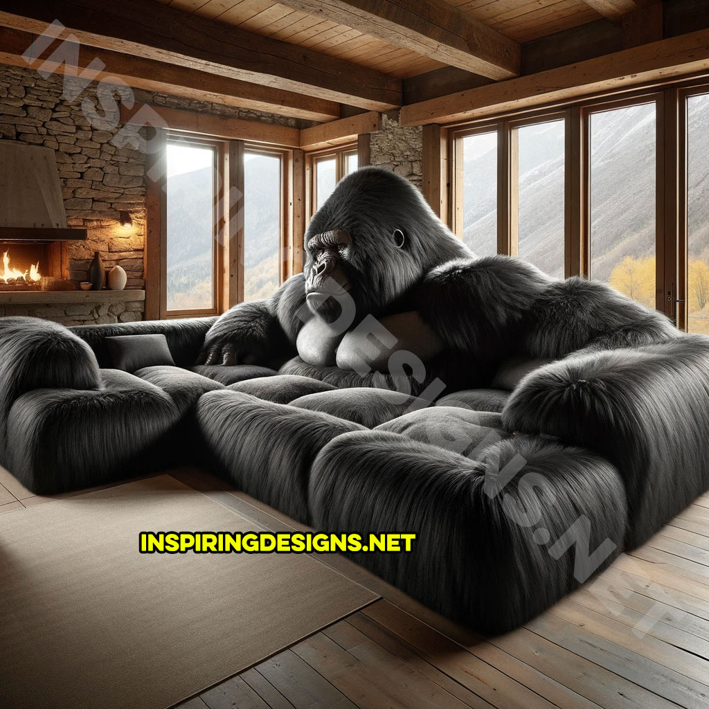 gorilla sectional sofa in silverback color