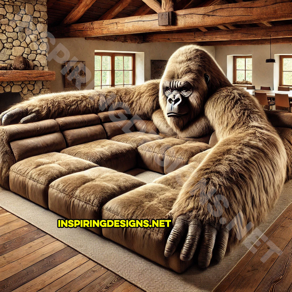 gorilla sectional sofa in brown color