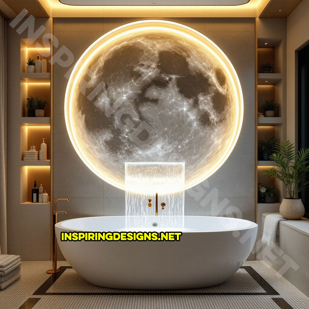 moon waterfall bathtub in a glowing yellow and white color